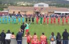 Osasuna y Numancia, antes del comienzo del encuentro.