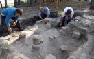 Restos del sistema de calefacción hipocausto de la villa romana de Ribaforada.