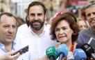 Carmen Calvo declara ante los medios.