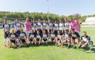 ¡A POR LOS ROJILLOS! Los jugadores del Tudelano señalan a los jugadores del Promesas, que hoy serán sus rivales en la lucha por los tres puntos.