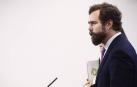 El portavoz de Vox en el Congreso de los Diputados, Iván Espinosa de los Monteros, ofrece declaraciones a los medios de comunicación en la Cámara Baja.