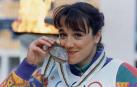 Blanca Fernández Ochoa, con la medalla de bronce de los Juegos de Albertville.