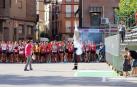 Javier Nagore y Deysi Gutiérrez entraron este sábado por la puerta grande de la plaza de toros de Lodosa en la V edición del Toro Soga Running de Lodosa.