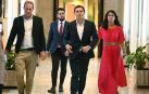 Albert Rivera y su equipo, a su salida de la reunión con Pablo Casado