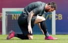 Messi, en el entrenamiento del Barcelona.