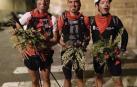 Xabier Arkarazo, Xabier Rivas y Xabier Egiarte después de ser recibidos en Mélida.