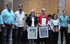 Patxi Pérez, de Muthiko Alaiak; Fernando Hualde, historiador; María García-Barberena, edil de Cultura del Ayuntamiento de Pamplona; la alcaldesa de Viana, Yolanda González; Juncal Quintna, reina de la Faba de este año, e Itsaso Ciganda, de Muthiko Alaiak