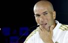 Zidane, en la sala de prensa de Valdebebas.