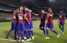 Los jugadores de la SD Eibar celebran el gol ante el Real Betis, durante el partido de Liga en Primera División que disputan esta noche en el estadio Benito Villamarín, en Sevilla.