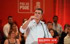 El presidente del Gobierno en funciones, Pedro Sánchez, interviene durante el acto de proclamación de la secretaria general del PSE-EE, Idoia Mendia, como candidata a lehendakari, en Barakaldo