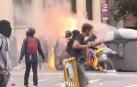 Barricadas en la sede de la Jefatura de Barcelona