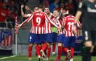 Morata celebra un gol ante el Athletic de Bilbao con sus compañeros
