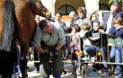Miguel Ángel Esparza hizo una demostración de herrado de caballo a fuego y forja de herraduras.