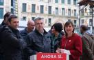 El candidato del PSN al Congreso Santos Cerdán, en un acto electoral en Tudela