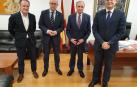 El director general de FP, Tomás Rodríguez, el consejero Carlos Gimeno, el presidente de la CEN, José Antonio Sarría, y el secretario general Carlos Fernández Valdivielso.