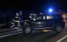El Range Rover de los heridos quedó cruzado en la vía