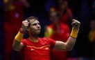 Rafa Nadal celebra la victoria de su partido contra Daniel Evans en la semifinal de la Copa Davis