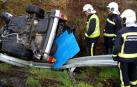 Herido tras volcar con su coche en la rotonda de Artica