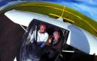 El instructor de 1903 Escuela de Vuelo, Rudi Ortiz Besga, y su copiloto,  Pilar Martínez Sesma, de 90 años, sobrevolaron principalmente la Bardena y Caparroso.