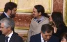 Un corrillo entre Iglesias, Espinosa de los Monteros y Arrimadas, anécdota del Día de la Constitución