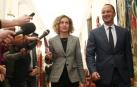 La presidenta del Congreso de los Diputados, Meritxell Batet  y el vicepresidente primero del Congreso, Alfonso Rodríguez Gómez de Celis, a su llegada a la  Mesa del Congreso.