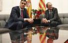 El presidente del Gobierno, Pedro Sánchez, y el de la Generalitat, Quim Torra, durante una reunión que mantuvieron en el Palau de Pedralbes de Barcelona.