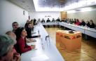 Vista general de la reunión de la ejecutiva de ERC, este lunes, en plena negociación con el PSOE de cara a la posible investidura de Pedro Sánchez como presidente del Gobierno.