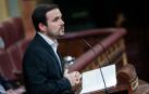 El coordinador federal de Izquierda Unida (IU), Alberto Garzón, en la tribuna del Congreso de los Diputados