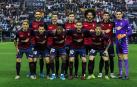 Los jugadores de Osasuna posan para los medios gráficos antes del último encuentro disputado ante el Celta de Vigo.