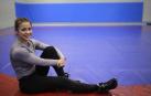 Aintzane Gorria, la pasada semana en la colchoneta de entrenamientos de lucha del polideportivo Elizgibela de Burlada.