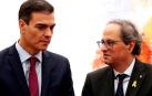 Sánchez y Torra, en Pedralbes en 2018.