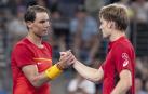 Nadal saluda a David Goffin tras su derrota.