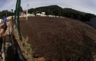 Estado en el que quedó el terreno de juego de Giltxaurdi tras las inundaciones de julio de 2014.