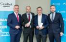 Marcos Cereijo, responsable de Hotels&Tourism de CaixaBank; Carlos Asirón, Hotel Leyre; Iñigo Ojinaga, Hotel Pamplona Catedral; y Alberto Larraya, director del Centro de Empresas de Pamplona de CaixaBank