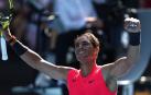 Rafa Nadal celebra su victoria ante Dellien.
