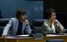 El portavoz parlamentario de Podemos Mikel Buil durante el pleno de investidura de María Chivite.