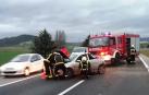 Un herido tras el choque entre dos vehículos en la AP15 en Tiebas
