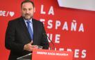 El secretario de Organización del PSOE, José Luis Ábalos, durante la rueda de prensa ofrecida tras la reunión de la Comisión Ejecutiva Federal, este lunes en Madrid.