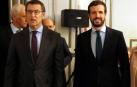 El presidente de la Xunta, Alberto Núñez Feijóo, y el líder del Partido Popular, Pablo Casado, se han reunido hoy en Madrid