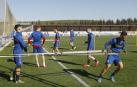 Unai García, en un ejercicio de fuerza durante el entrenamiento de este pasado lunes.