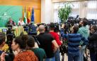 El director general de Salud Pública y Ordenación Farmacéutica, José María de Torres, y la portavoz del Grupo Asesor de Seguimiento Alerta por el nuevo Coronavirus, Inmaculada Salcedo, en rueda de prensa tras la reunión en la consejería después de que un varón de unos 60 años, haya sido la primera persona en Andalucía tratada de coronavirus en el Hospital Virgen del Rocío de Sevilla.