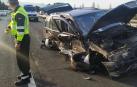 Herido leve tras salirse de la vía y volcar con su todoterreno en la A-15 en Esquíroz