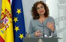 Captura de la señal institucional de Moncloa de la ministra Portavoz, María Jesús Montero, durante la rueda de prensa posterior a la reunión del Consejo de Ministros.