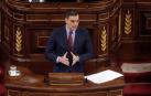 El presidente del Gobierno, Pedro Sánchez, durante su comparecencia en el pleno celebrado este miércoles en el Congreso.