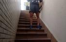 David Mansoa, en el tramo de escaleras del Everesting en Oteiza.