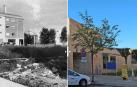 A la izquierda el solar, junto al parque Erreniega, donde se iba a construir el centro de salud de Zizur Mayor. A la derecha, el centro de salud en la actualidad.