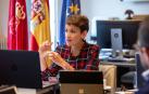 María Chivite, durante la reunión telemática con los presidentes autonómicos y Pedro Sánchez.