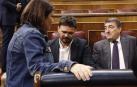 Adriana Lastra, con Rufián (ERC) y Aitor Esteban (PNV), en el Congreso el pasado junio.