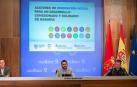 Luis Campos, Jesús Mª Rodríguez y Joaquín Alcalde, durante la comparecencia sobre el despoblamiento en zonas rurales de Navarra.