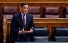 El presidente del Gobierno, Pedro Sánchez, respondiendo este miércoles en el Congreso